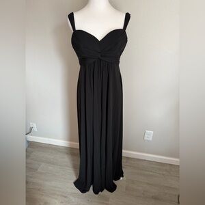 BCBGMaxAzria Black Twist Knot Sweetheart Neck A-Line Full Length Gown Womens L